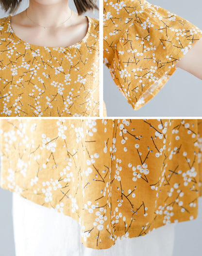 Womens Floral Yellow Top