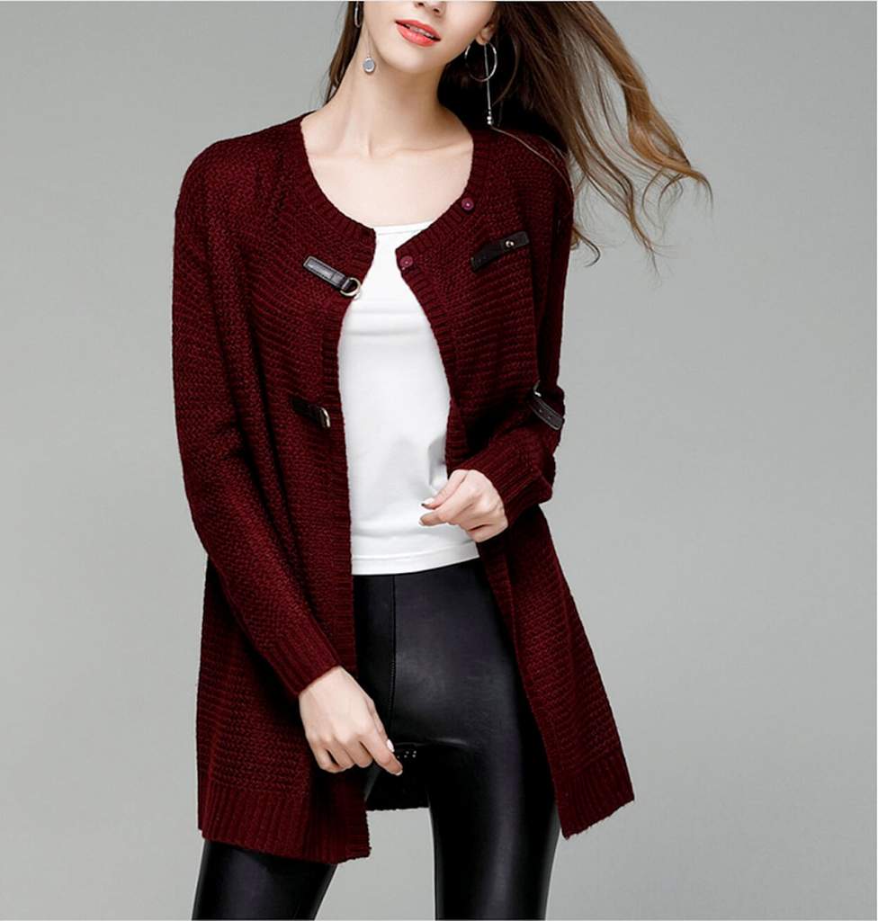 Womens Street Style Knitted Cardigan in Navy