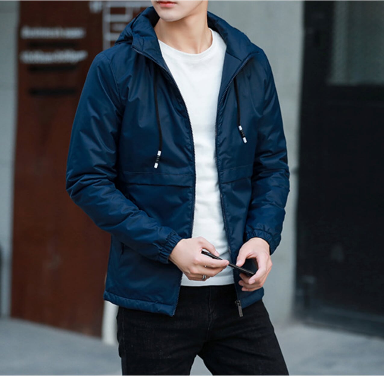 Mens Windbreaker Jacket in Navy