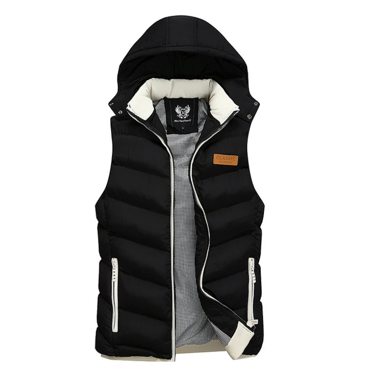 Mens Ultra Warm Winter Hooded Puffy Vest in Red