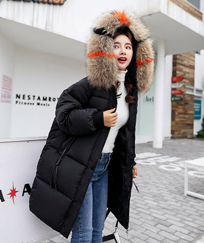 Womens Oversize Puffy Jacket with Faux Fur Hood