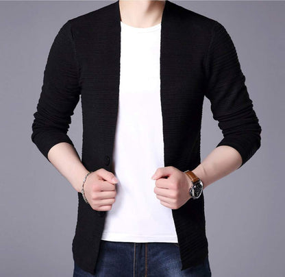 Mens V Neck Cardigan in Gray