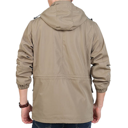 Mens Windproof Jacket with Removable Hood