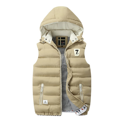 Mens Navy Two Tone Hooded Winter Vest