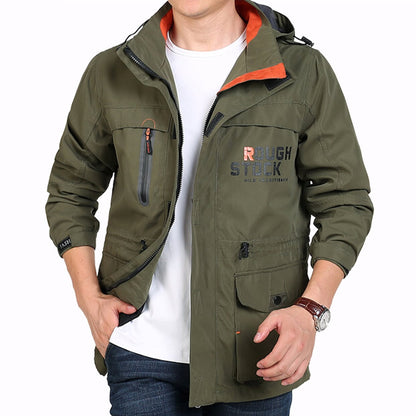 Mens Windproof Jacket with Removable Hood