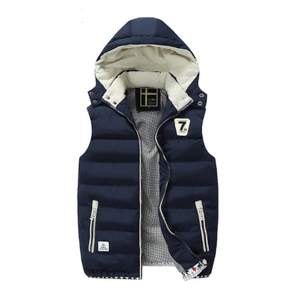 Mens Navy Two Tone Hooded Winter Vest