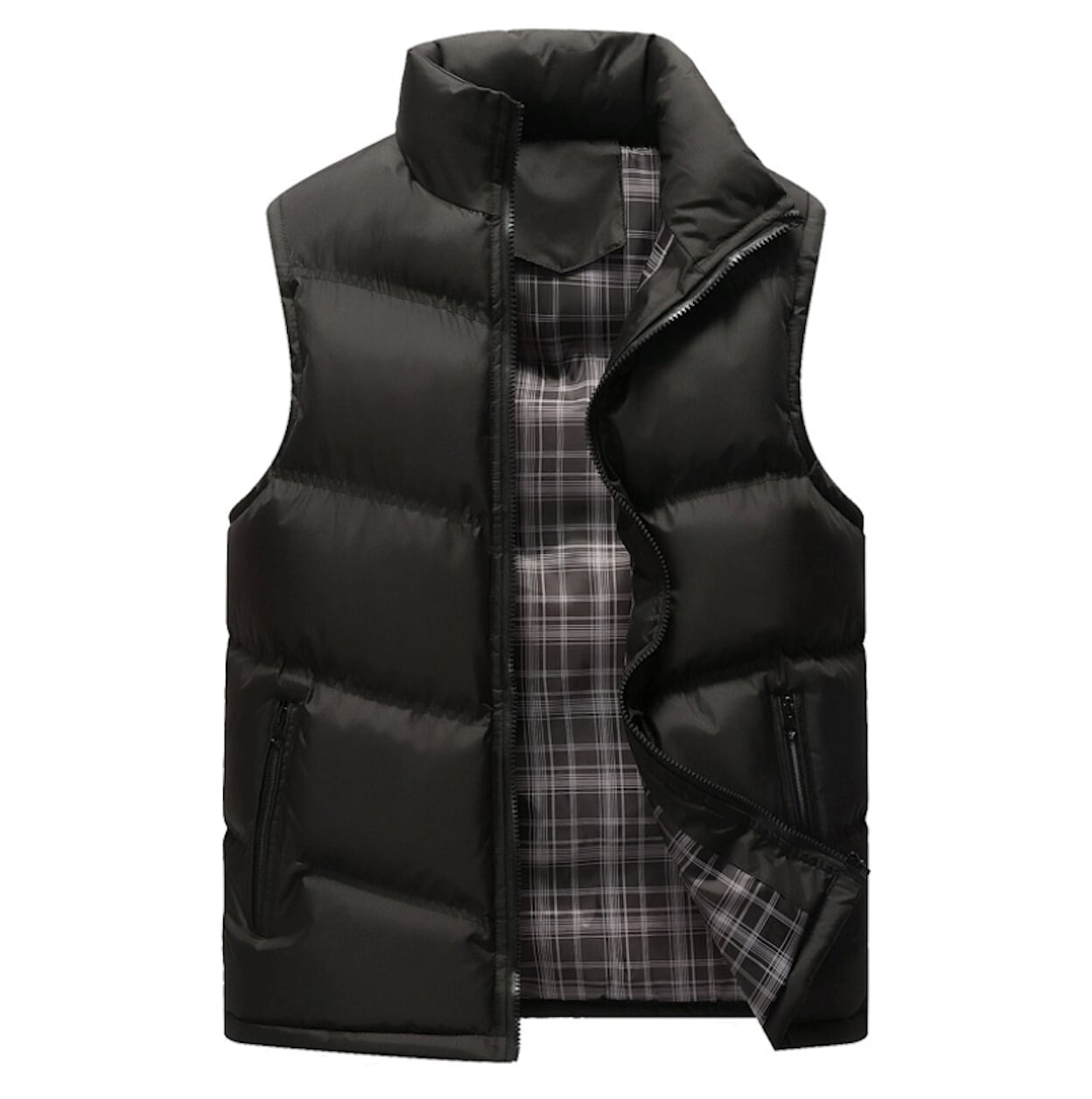 Mens Army Green Zip Up Puffer Winter Vest