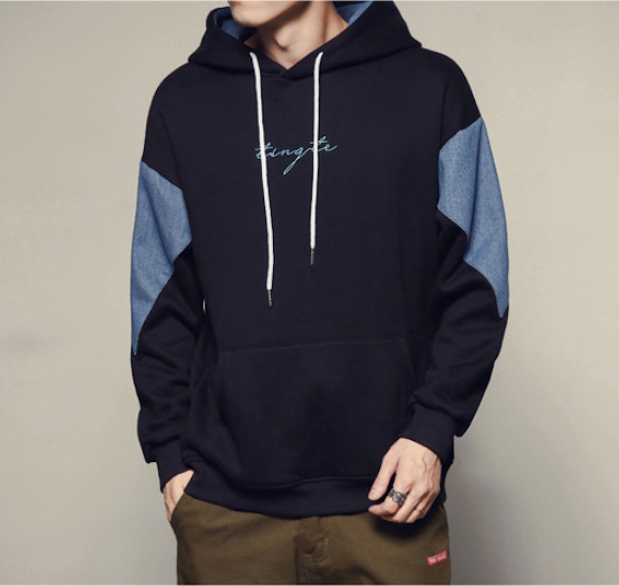 Mens Two Tone Hoodie With Pocket