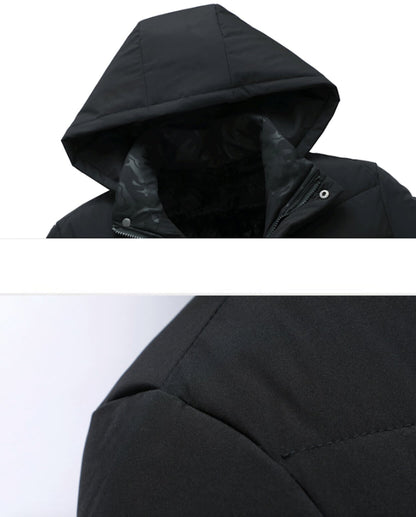 Mens Mid Length Zip Up Jacket with Removable Hood