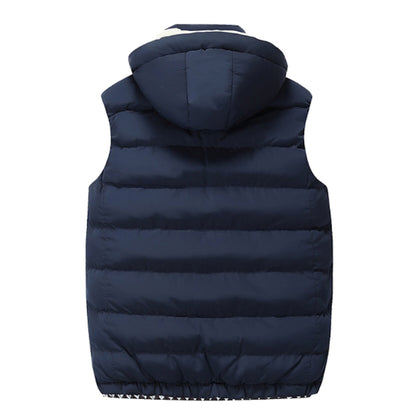 Mens Two Tone Hooded Puffy Vest in Khaki