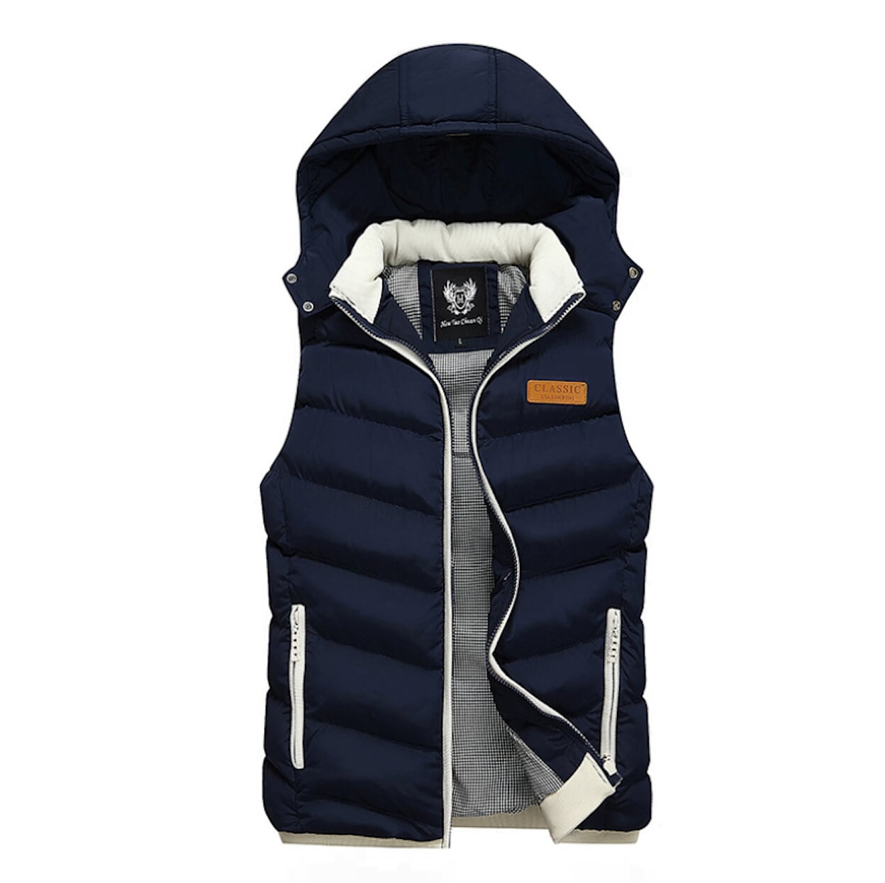 Mens Classic Black Ultra Warm Winter Hooded Puffy Vest